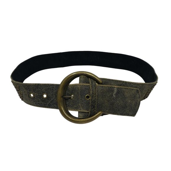 Raina Design Brown Leather Brass Studded Boho Festival Belt main image 5